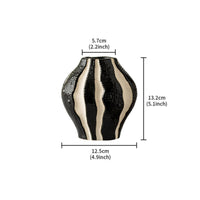 Black and White Striped Vase Minimalist Design Vertical Stripe Flower Vase Statement Centerpiece Home Decoration for Living Room, Office Desk