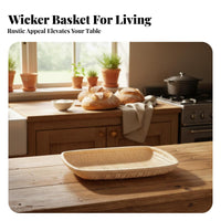 Rectangular Wicker Bin Breathable Design Rectangular Rattan Platter for Kitchen