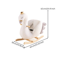 Soft Fabric Swan Rocker with Wheels Soft Swan Rocker Comfortable Rocking Horse with Wooden Base Secure for Playroom