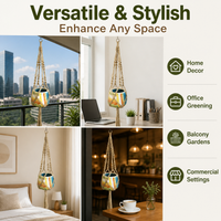Macrame Plant Hanger, Hand-Woven Macrame Plant Hanger for Home Decor Fiber Hanging Planter, Sturdy European Design