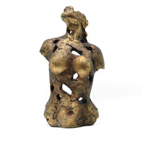 Tabletop Statue Bronze-Gold Resin Sculpture with Stable Base Modern Art