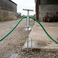 T-Shaped Handle Agricultural Hose Guide Metal Hose Guide Silver Finish Pointed Spike for Spraying Work