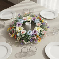 Lifelike Flowers Seasonal Blossom Wreath Vibrant Colors Artificial Flower Wreath Reusable for Wedding, Wall Decor, Party