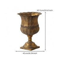 Antique Gold Vase Flared edge Flower Pot Square Footed House Decoration