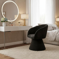 Bedroom Vanity Chair, Italian Minimalist Rotating Makeup Stool, Upholstered Round Backrest, Modern Luxury, Ergonomic, for Women