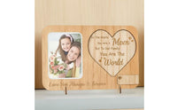 Wooden Heart Photo Frame Personalized Home Decor Rustic Design for Tabletop, Mom