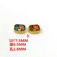 Enamel Cloisonne Gilt Copper Lotus Koi Bead for DIY Bracelets and Tassels