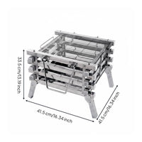 3 Pieces Stainless Steel Coal Grill Easy to Clean Outdoor Cooking Gear