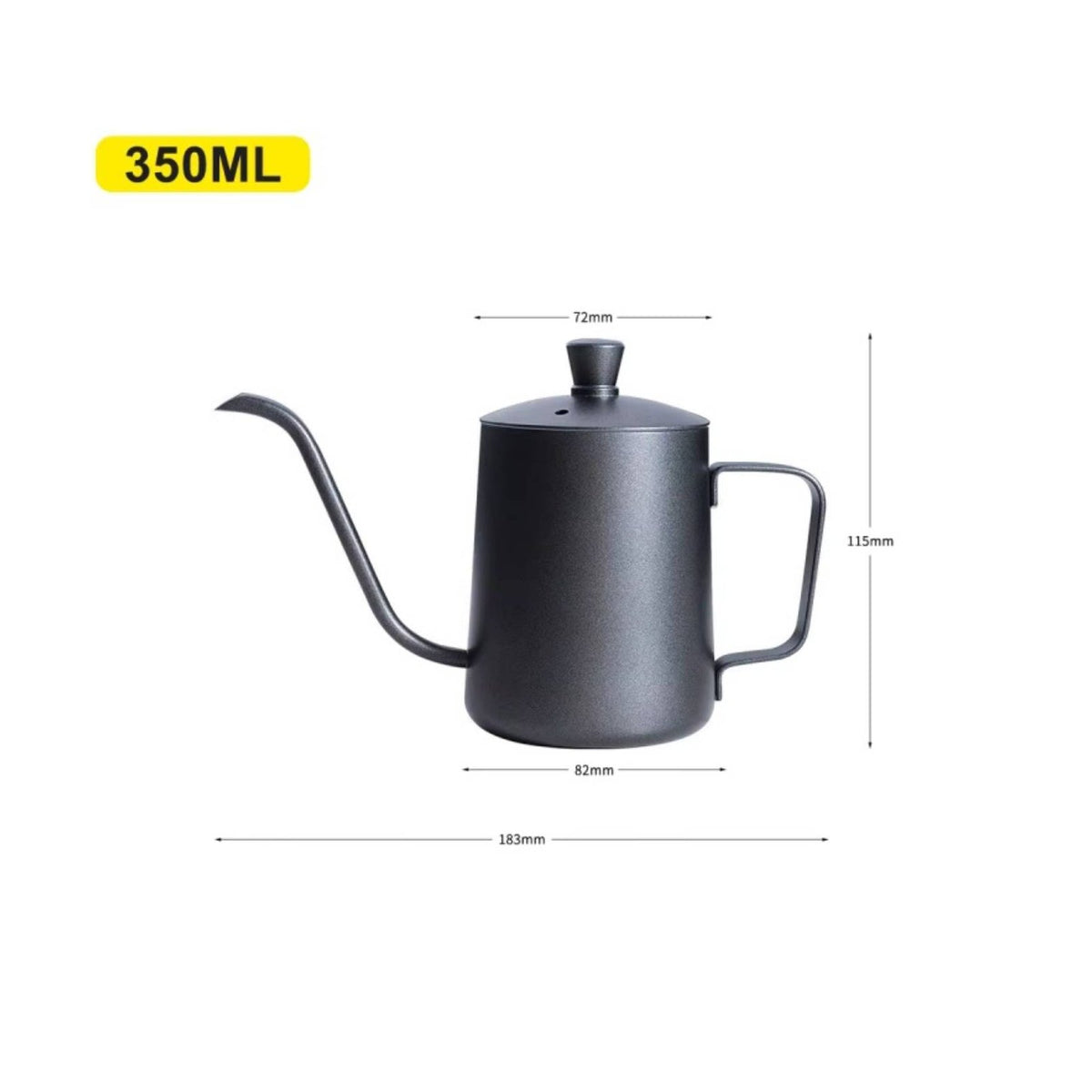 Hand Brew Coffee Pot Black Finish Kitchen Tool Ergonomic Grip