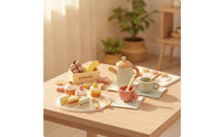 Wooden Tea Party Set Pastel Wooden Tea Set for Young Children, Playroom