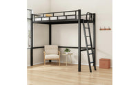 Metal Loft Bed Space Saving Loft Bed Frame No Box Spring Needed Furniture for Students, Teens, Small Apartments, Dorm Rooms, Bedrooms
