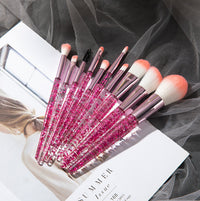 10-Piece Crystal Makeup Brush Set with Portable Bag - Eyeshadow, Blush, Powder Brushes
