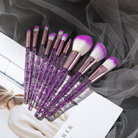 10-Piece Crystal Makeup Brush Set with Portable Bag - Eyeshadow, Blush, Powder Brushes