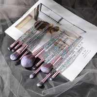 10-Piece Crystal Makeup Brush Set with Portable Bag - Eyeshadow, Blush, Powder Brushes