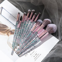 10-Piece Crystal Makeup Brush Set with Portable Bag - Eyeshadow, Blush, Powder Brushes