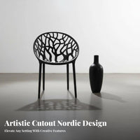 Hollow-Rear Armchair Stackable Design Dining Room Seating Nordic Design Strong Load-Bearing for Adults, Balcony