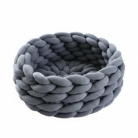 Chunky Knit Cat Bed Handcrafted Look Crochet Pet Resting Place Vegan Woven Cat Nest for Cats, Indoor