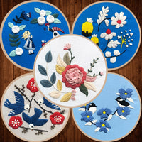 DIY Ribbon Embroidery Kit for Beginners - European Style Floral Patterns with Hoop
