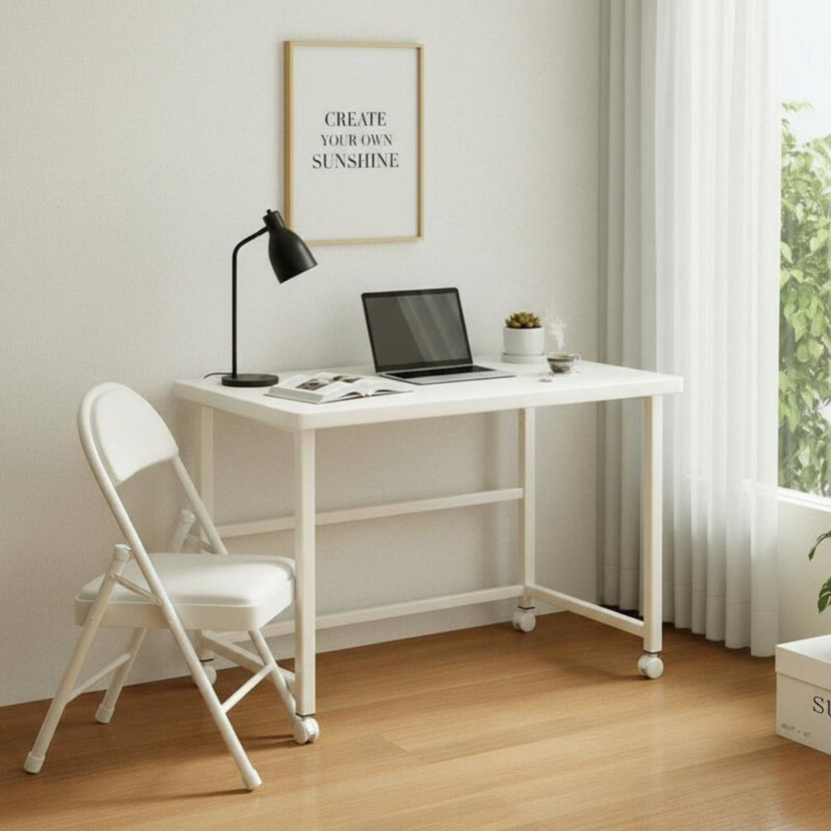 Foldable Design transformable Dressing Table Space-Saving Makeup Vanity 2-in-1 Function Bedroom Furniture twofold Functionality for Students, Apartment Dwellers, Young Adults, Small Spaces, Dorm Room, Home Office