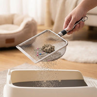 Pet Litter Scooper and Heavy Duty Stainless Steel Mesh Scooper, Deep Basket Animal Waste Scooper