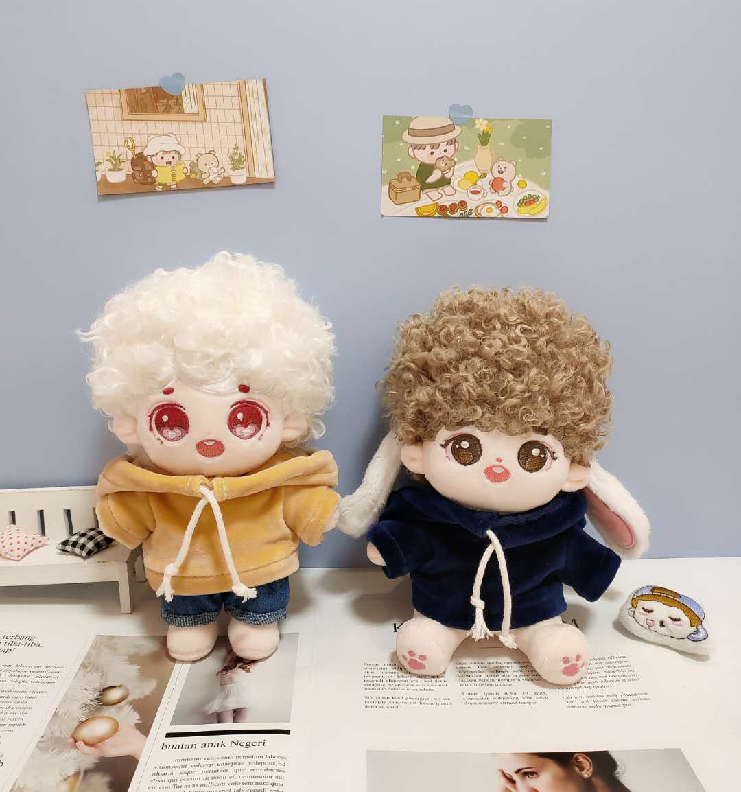 20cm Doll Clothes Set: Hooded Sweatshirt & Jeans for Cotton Dolls