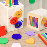 Educational-Style-Style Wooden Shape Sorter Cube Color-Coded Shape Sorting Cube Educational Wooden Toy Box Developmental for Preschoolers