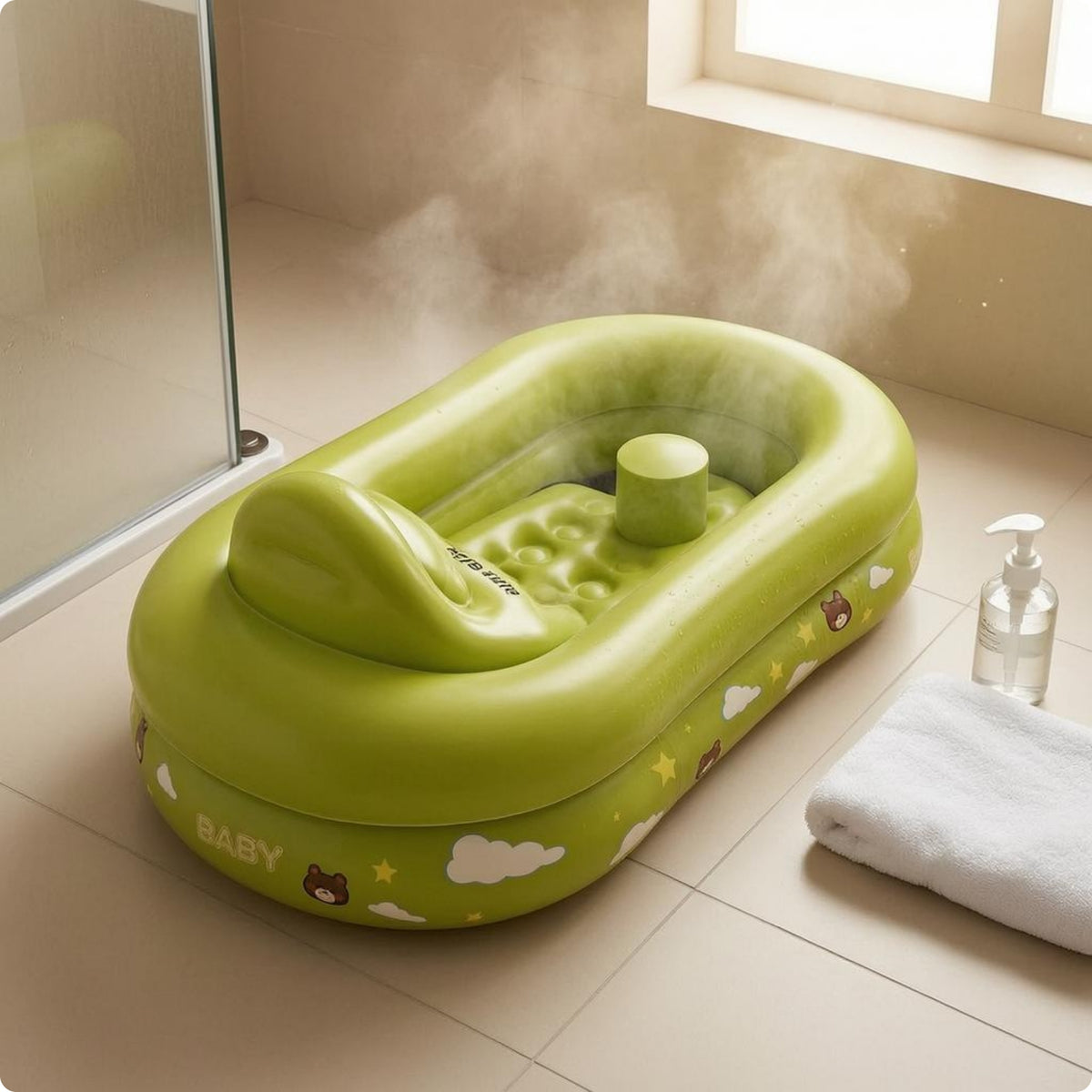 Inflatable Baby Bathtub Cushioned Inflatable Baby Tub Easy Unfold for Home