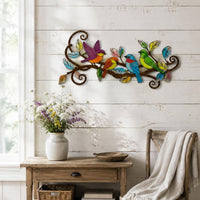 Metal Bird Wall Art Easy to Hang Bird Branch Wall Decor Handmade Look for Patio