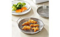 2 Pieces Round Oil Draining Tray with Mesh Insert Rust-Proof Oil Filter Tray Silver-Toned Strainer Versatile for Frying