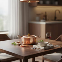 Small Copper Pot European Style Copper Stockpot with Lid Craftsmanship Cookware for Dining Table