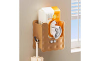biscuits Shaped Tissue Holder Waterproof Wall-Mounted Wipe Dispenser With Side Hook Cartoon Storage Box for Dorm Room