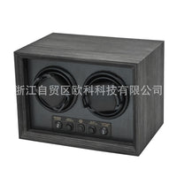 2-Slot Ebony Wood Grain Automatic Watch Winder Box with Digital Display