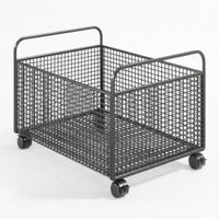 Tubular Handles Mobile Book Cart Furniture Wire Storage Cart Rectangular for Classroom