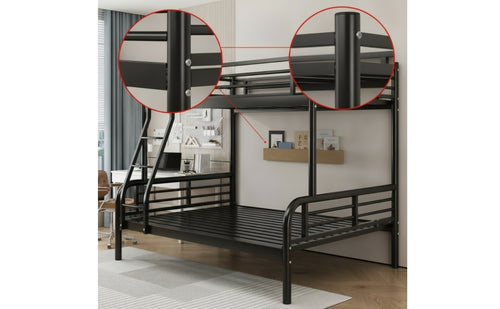 Space-Saving Metal Bunk Bed No Box Spring Needed Bunk Bed with Ladder Heavy Duty Furniture Industrial for Teens, Small Apartment