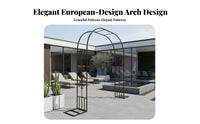 European Design Wrought Iron Arbor Elegant Design Flower Arch Weather Resistant Wrought Iron Archway Heavy Duty for Homeowners, DIY Enthusiasts, Event Planners, Yard, Backyard, Patio, Pathway