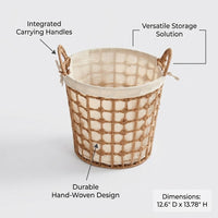 Woven Laundry Basket, Cotton and Linen, Japanese Style