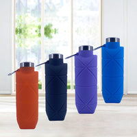 Collapsible Silicone Water Bottle for Outdoor Sports, Food-Grade Portable Diamond Pattern Water Bottle