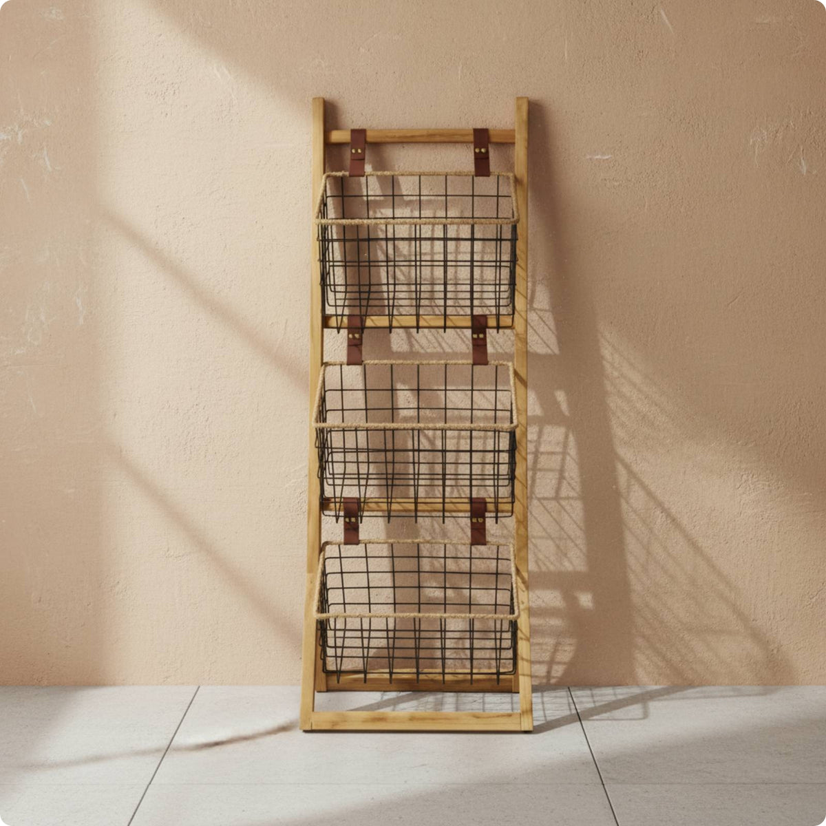 2 Pieces Multi Tier Organizer Shelf Easy to Assemble Slanted Basket Shelf Sturdy