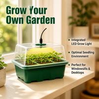 Plant Growing Lamps, 5-Pack Plant Germination Kit with Grow Lamp & USB Cable, Indoor Greenhouse for Seedling Trays, Green