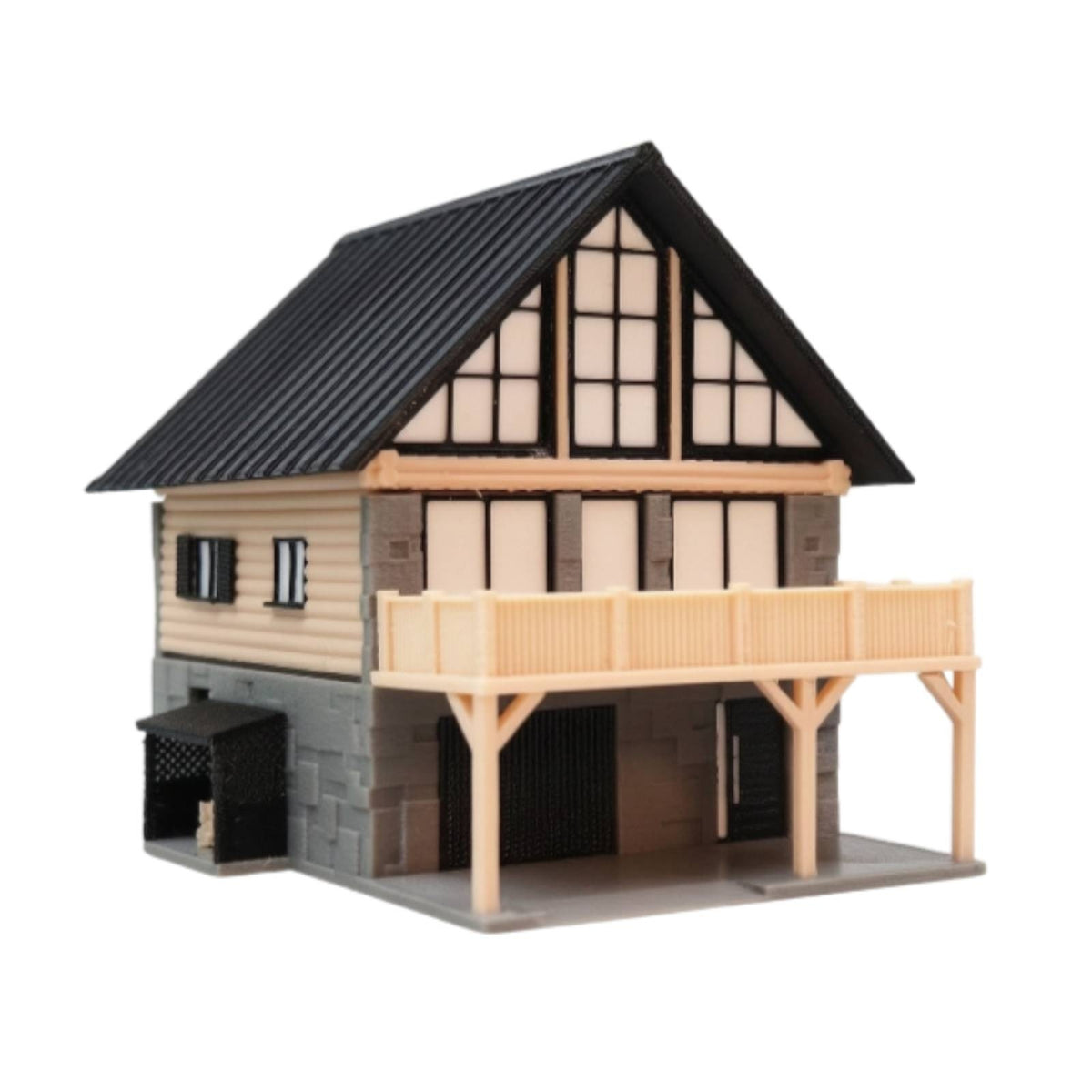 1/64 House Model Featuring a Balcony Architectural Scale Model House Detailed Miniature Villa for Hobbyists, Diorama