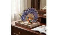 Peacock Trinket Box Jeweled Peacock Figurine with Storage Jewelry Box with Hinge Enameled Statue Enamel for Women, Vanity