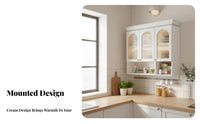 Wall-Mounted Design Arched Glass Door Cabinet Multi-Functional Arched Fluted Glass Door Cabinet Large Capacity Storage Hanging Cupboard Space Saving for Homeowners, Families, Decorators, Kitchen, Bathroom, Dining Room, Entryway