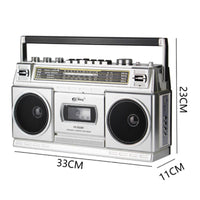 Built-in Handle AM/AM/radio Broadcast Radio Cassette Player Metal-Look Finish Tabletop Cassette Recorder Compact Two Speaker Radio