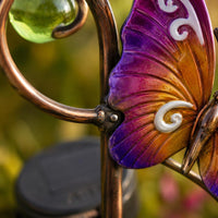 Metal Butterfly Solar Stake Bronze-Colored Flower Stake Light Warm String Lights