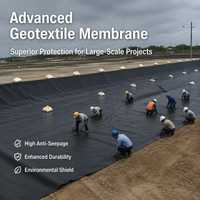 Black HDPE Composite Waterproofing Membrane, Non-Woven Pond Liner for Landscaping, Impermeable Geotextile Drainage Fabric
