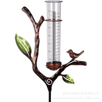 跨境金属玉叶量雨器花园户外草坪装饰防锈双刻度雨量计测雨器插件