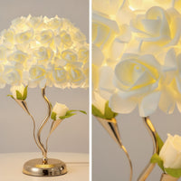 Rose Table Lamp Warm Glow Lamp with Rose Shade Decorative Gold-Tone for Vanity, Wedding