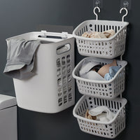 Wall-Mounted Laundry Hamper Plastic Clothes Storage Basket for Bathroom and Home