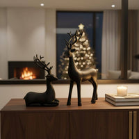 2 Pieces Resin Deer Decor Realistic Deer Figurine Cute for Vintage Cabinet
