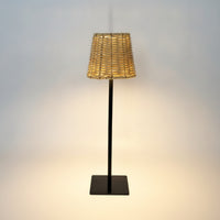 Portable Rechargeable Lamp with Rattan Shade USB-C Cordless Table Lamp with Woven Shade Boho Small for Restaurant